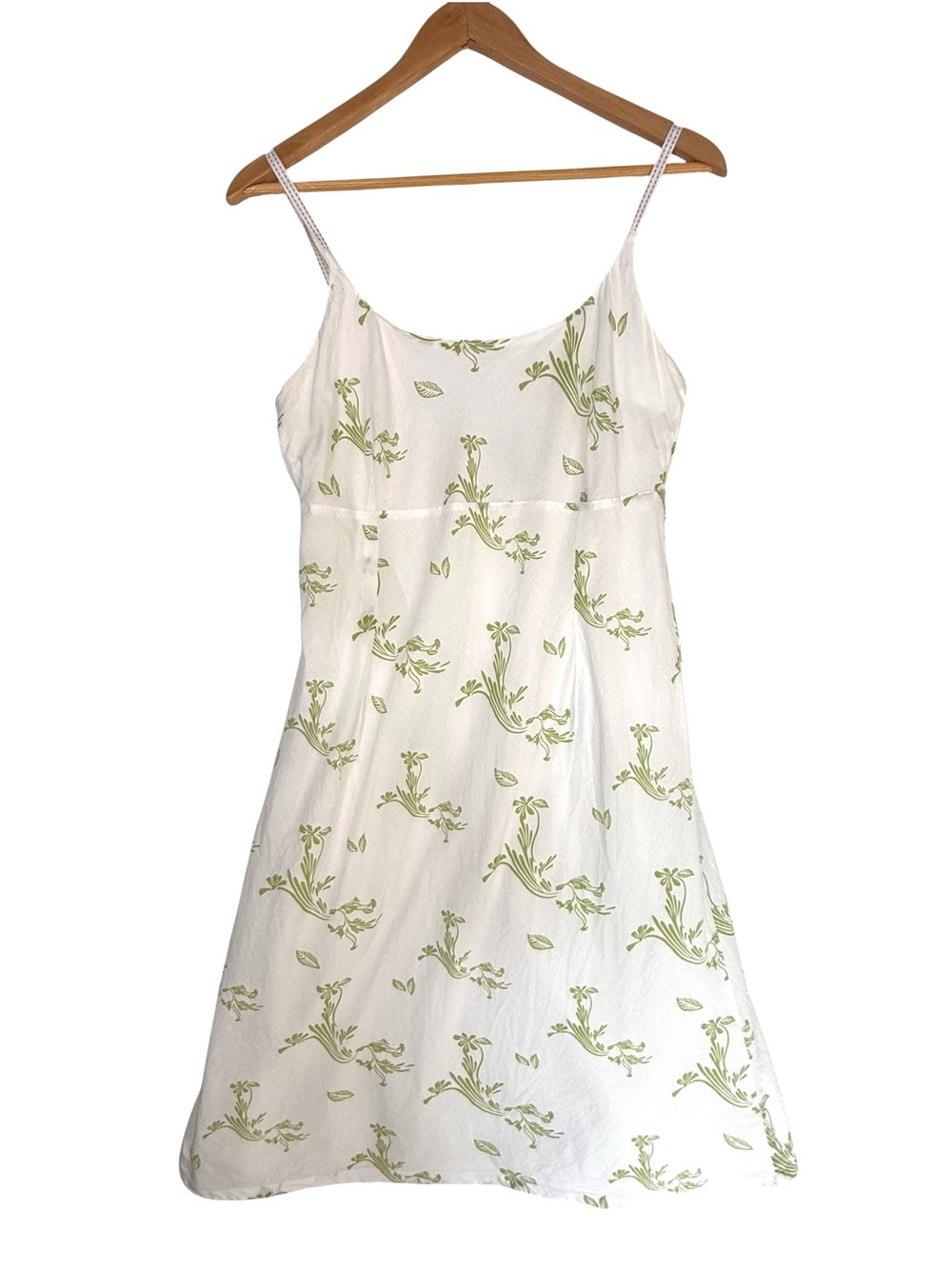 Horny Toad White Organic Cotton Strappy Dress with Green Floral Print MEDIUM